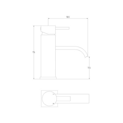 Clove Basin Mixer Technical Drawing