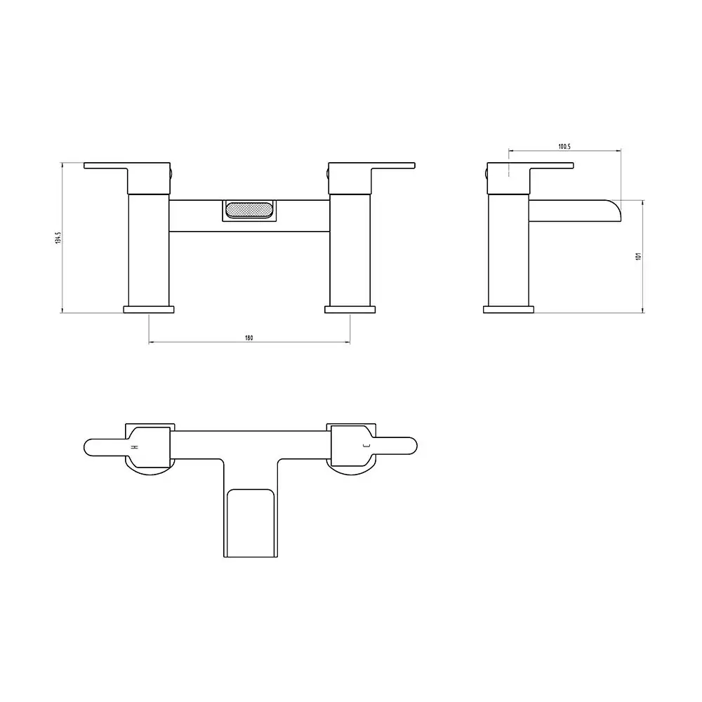 Deluge Bath Filler Technical Drawing