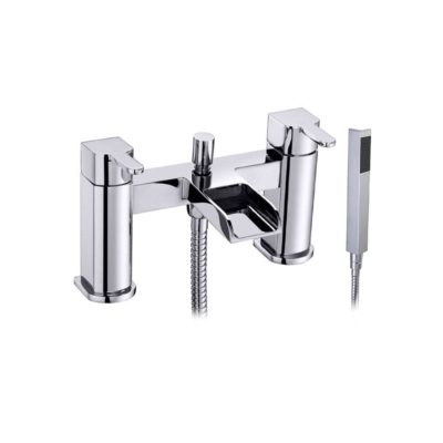 Square Curved Watefall Bath filler with hand held shower attachment