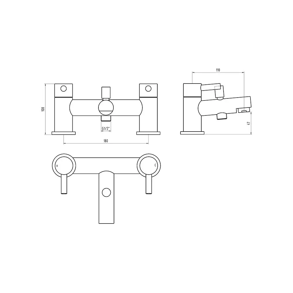 Indigo Bath Filler Technical drawing