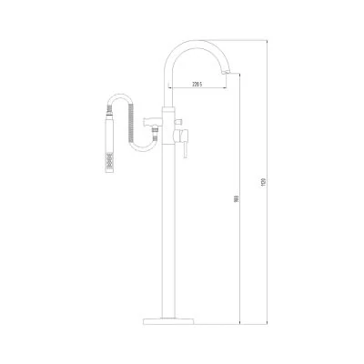 Indigo Floor Mounted Bath Shower Mixer Technical Drawing