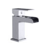 Square chrome basin monobloc with waterfall spout