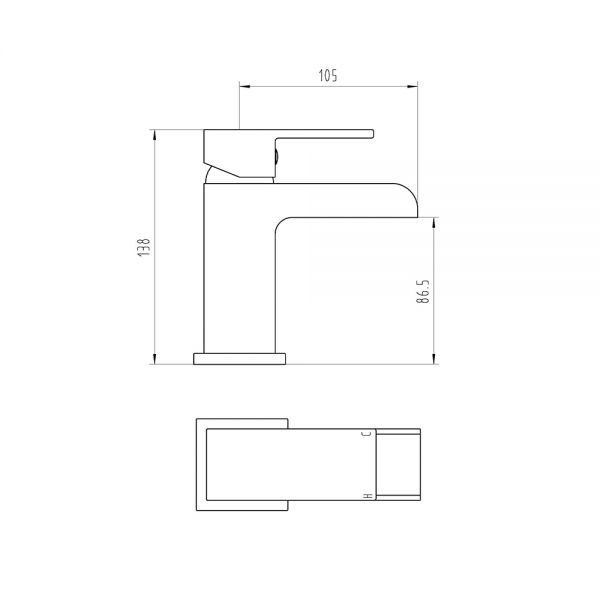 Ingot Basin Mixer Technical Drawing