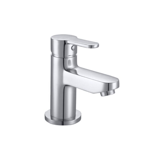 Cylindrical Chrome basin tap with lever handle