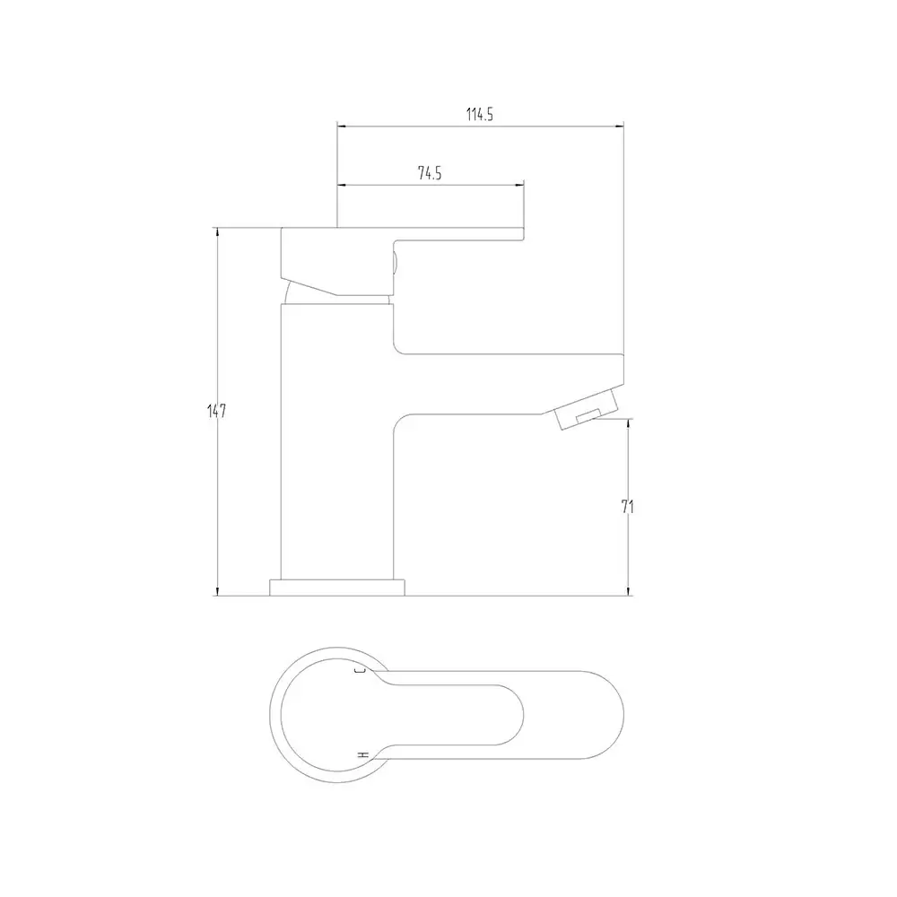 Pop Basin Mixer Technical Drawing