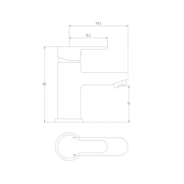 Pop Basin Mixer Technical Drawing