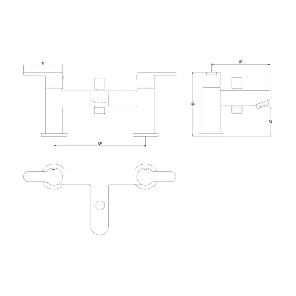 Pop Bath Shower Mixer Technical Drawing