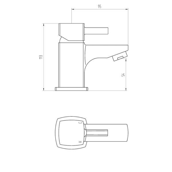 Sophie Mini Basin Mixer Technical Drawing