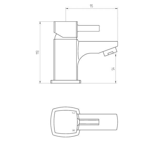 Sophie Mini Basin Mixer Technical Drawing