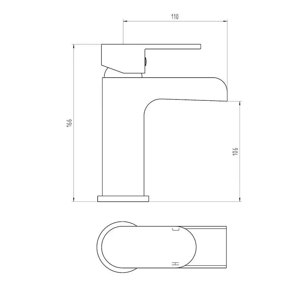 The Tap Factory Spa basin Mixer Technical Drawing