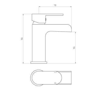 The Tap Factory Spa basin Mixer Technical Drawing