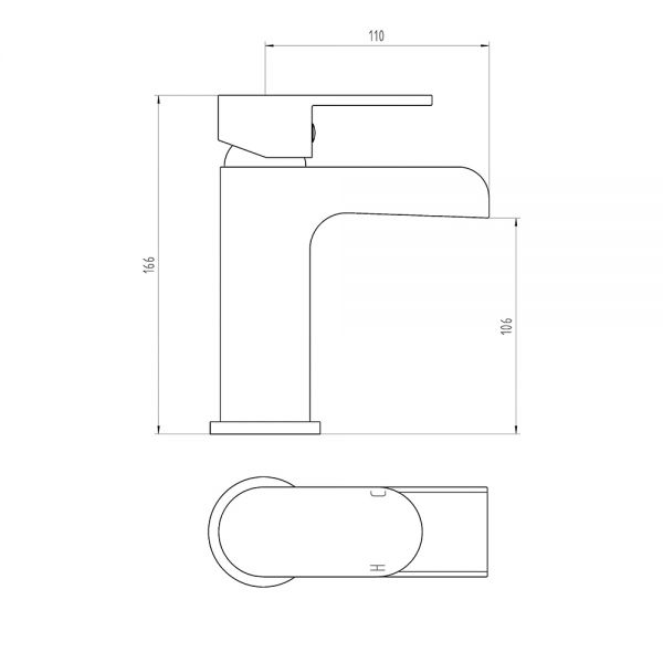 The Tap Factory Spa basin Mixer Technical Drawing