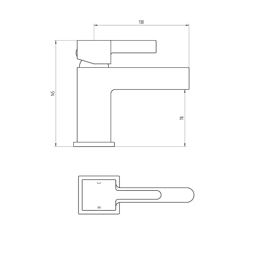 The Tap Factory Vertu Basin Mixer Technical Drawing