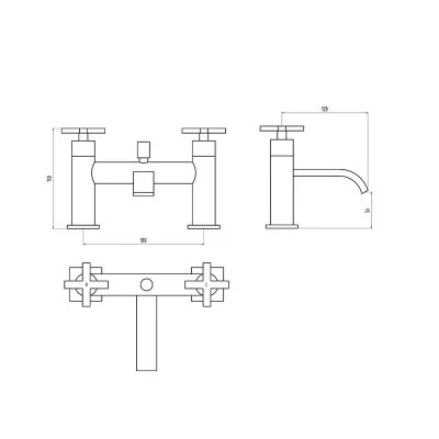 Clove Bath Shower Mixer Technical Drawing