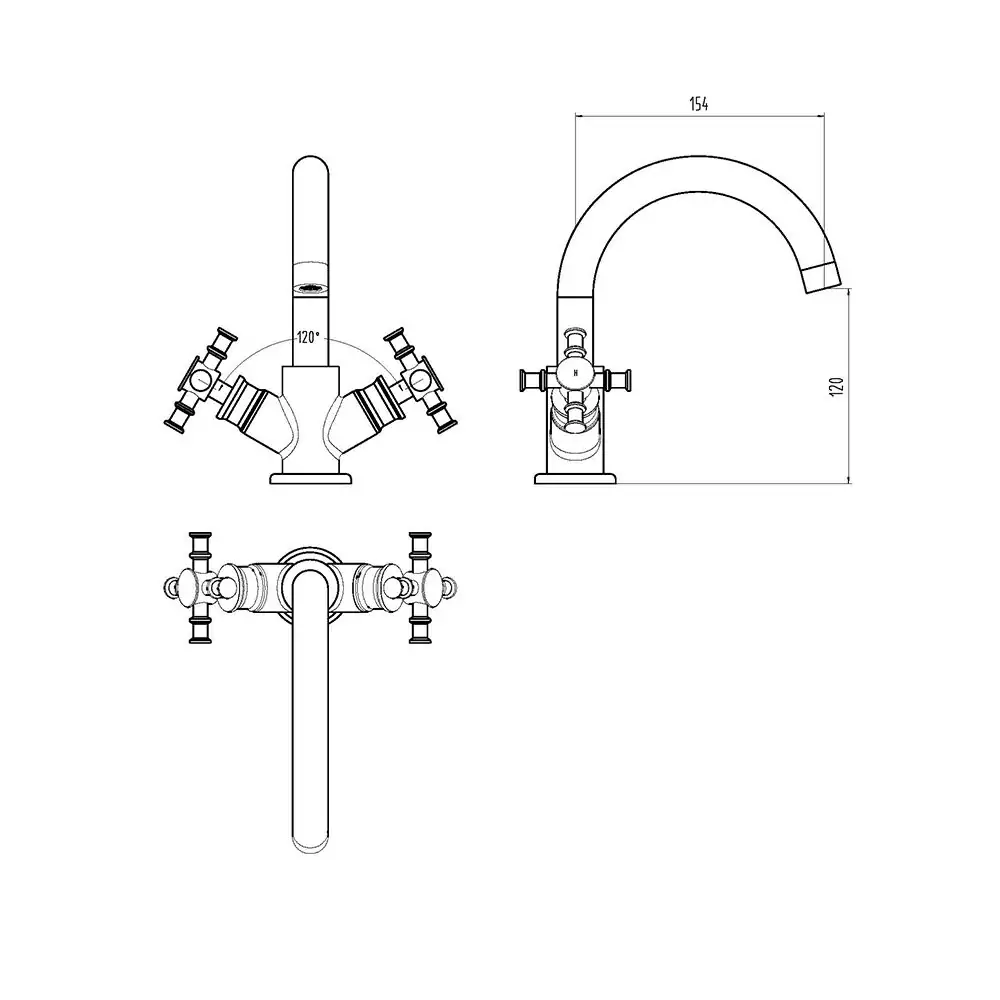 Georgian Basin Mixer Technical Drawing