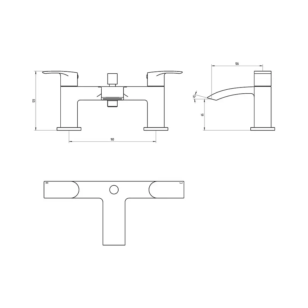 Milla bath Shower Mixer Technical Drawing