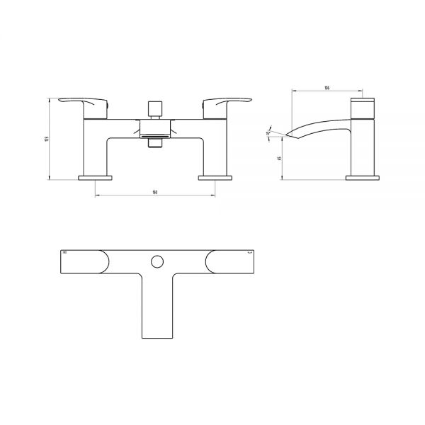 Milla bath Shower Mixer Technical Drawing