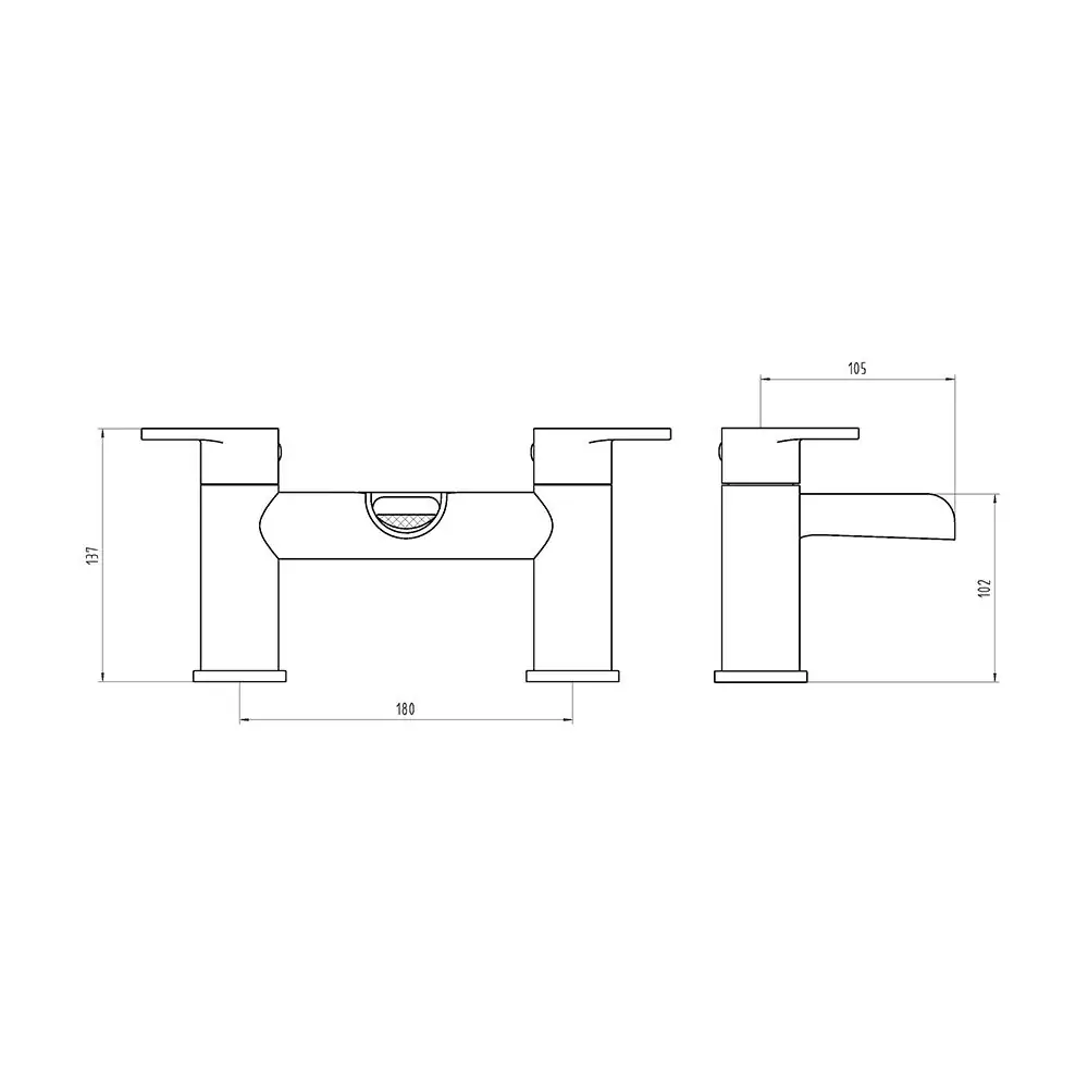 The Tap Factory Spa Bath Filler Technical Drawing