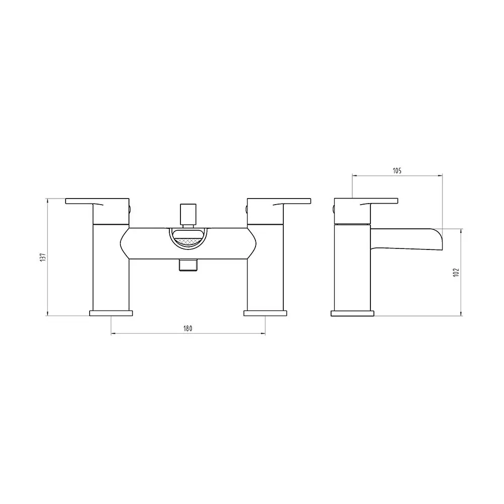 The Tap Factory Spa Bath Shower Mixer Technical Drawing