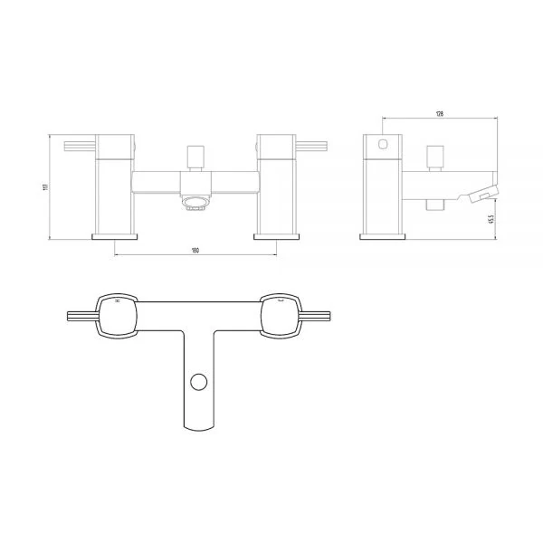 The Tap Factory Sophie Bath Shower Mixer Technical Drawing