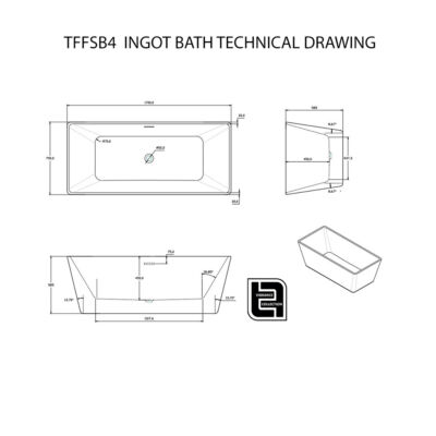 The Tap Factory Free Standing Bath 1700mm Technical Drawing