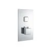 Square built in shower valve with one button and one handle in chrome