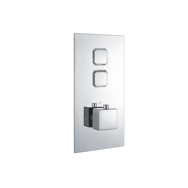 Square built in shower valve with two push buttons in chrome