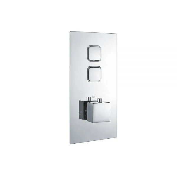 Square built in shower valve with two push buttons in chrome