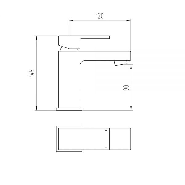 Maxx basin Mixer Technical Drawings