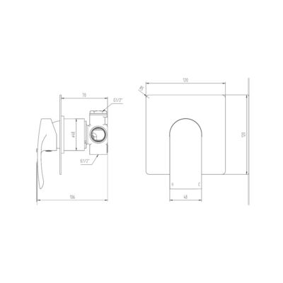 Milla Manual Shower Valve Technical Drawing