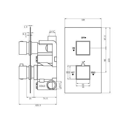 Square Thermostatic Shower Valve - Image 2