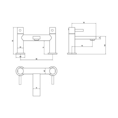 The Tap Factory Tone and Vibrance Bath Filler Technical Drawings