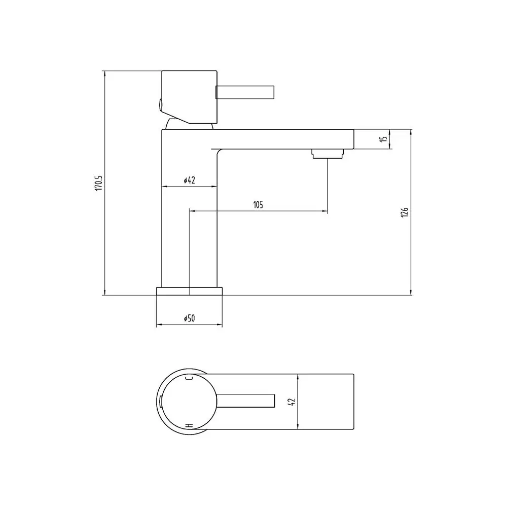 The Tap Factory Tone and Vibrance Basin Mixer Technical Drawings