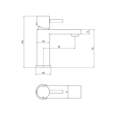 The Tap Factory Tone and Vibrance Basin Mixer Technical Drawings