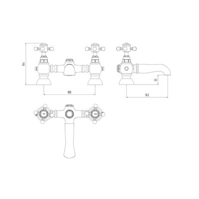 The Tap Factory Vogue Bath Filler Technical Drawing