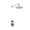 Round concealed shower valve with wall mounted round rain shower head in chrome