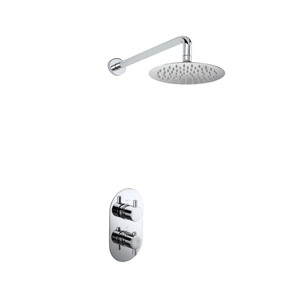 1 function - OurTaps 034N Round Oval Plate Thermostatic Shower Mixer Valve Tap 1 Way 