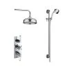 Traditional shower with built in valve with ceramic levers, traditional rain shower head and slide rail kit