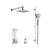 Square push button shower valve with bath overflow filler, square slide rail kit and wall mounted square rain shower head