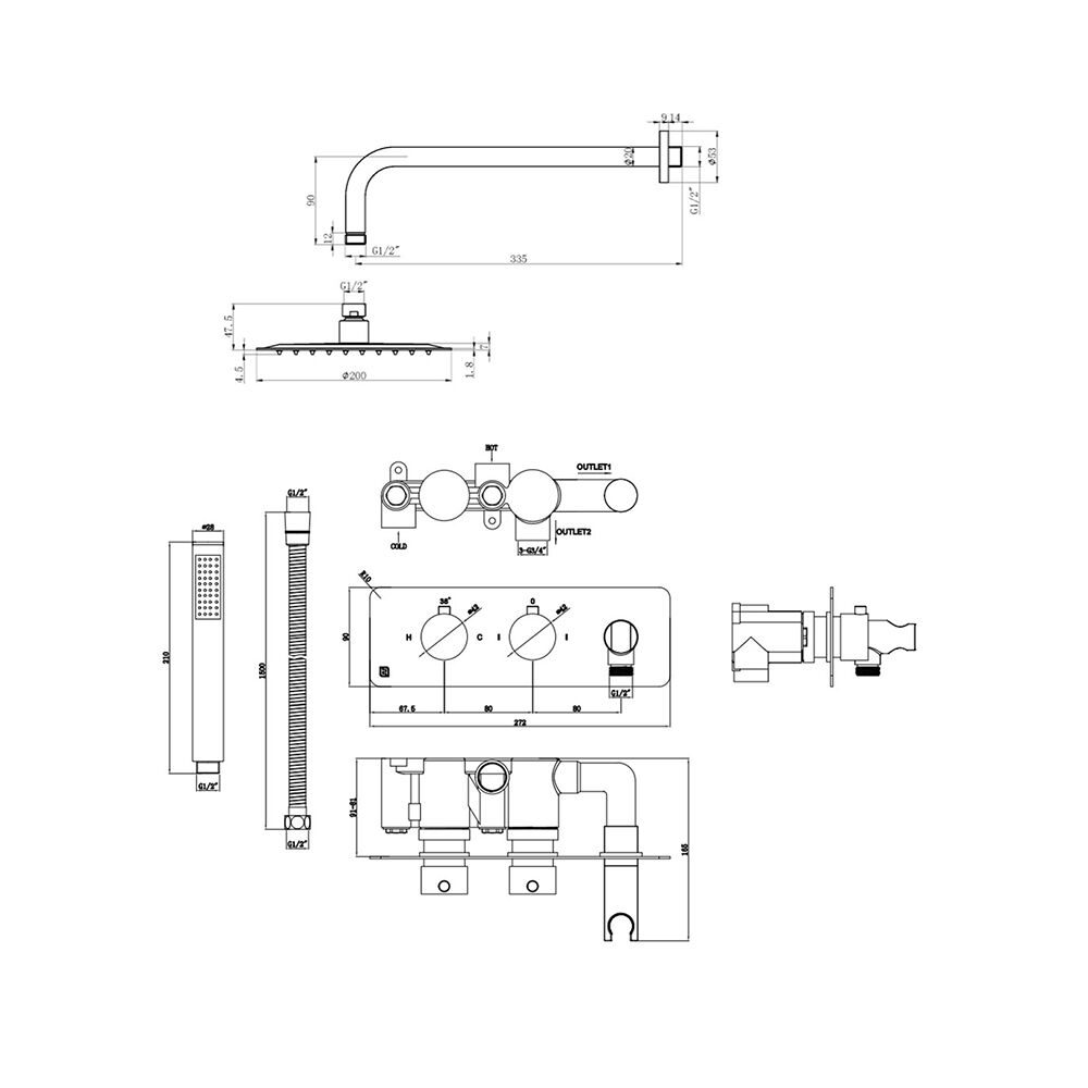 The Tap Factory Vibrance Shower Valve Technical Drawing