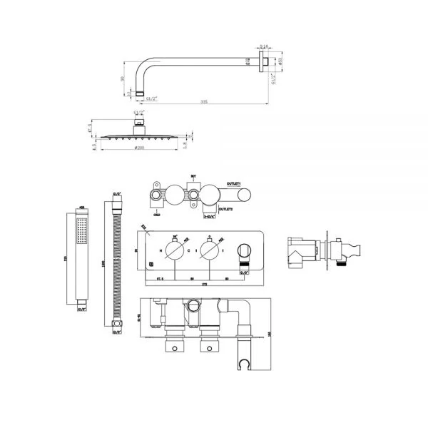The Tap Factory Vibrance Shower Valve Technical Drawing