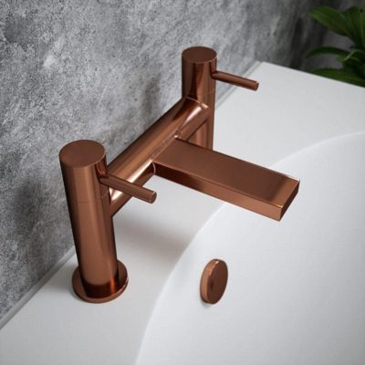 The Tap Factory Brushed Copper Bath Filler with Brushed Copper Handle