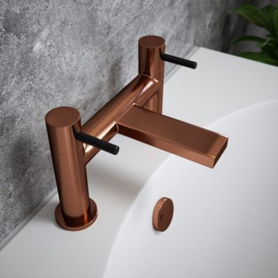 The Tap Factory Brushed Copper Bath Filler with Vanto Black Handle