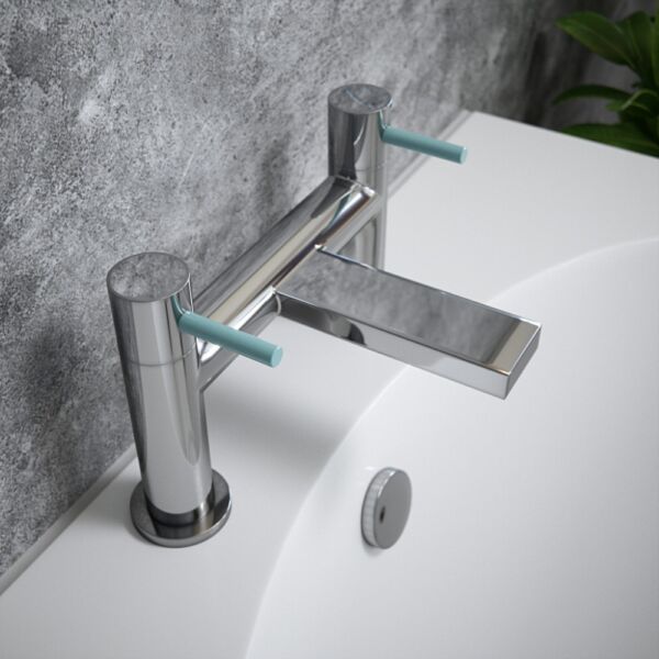 The Tap Factory Chrome Bath Filler with Pastel Blue Handles