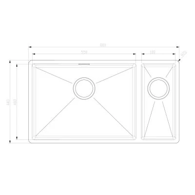 Sink 44 RH Dimensions. Flip for LH.