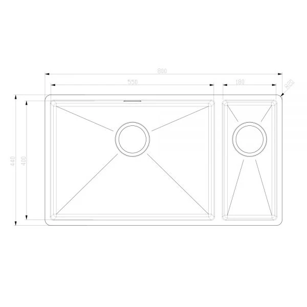 Sink 44 RH Dimensions. Flip for LH.