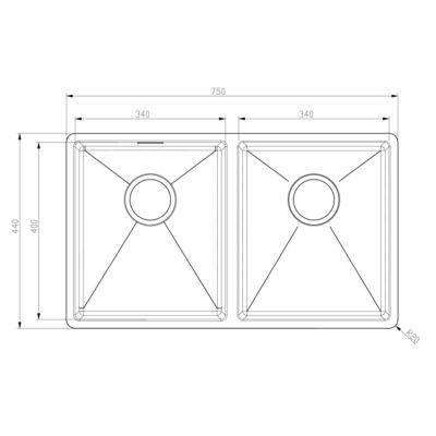 Sink 46 Technical Drawing
