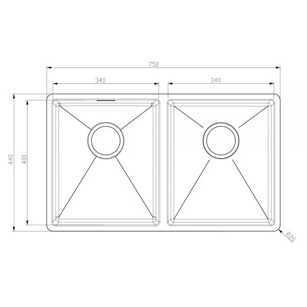 Sink 46 Technical Drawing