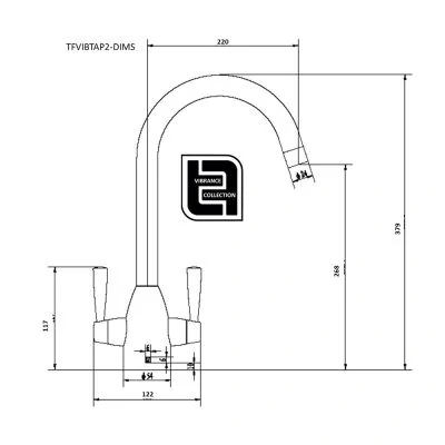 Vibrance Duo Kitchen Mixer Technical Drawing