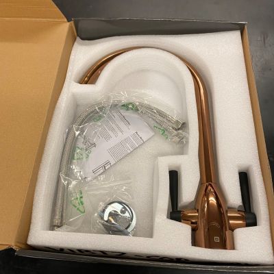 The Tap Factory Vibrance Duo kitchen mixer tap in copper with Vanto black handles